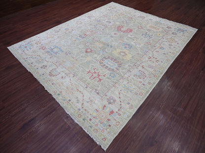 Green 8'0" x 9'10" Oushak And Peshawar Hand knotted Wool Rug - Sku: O021610