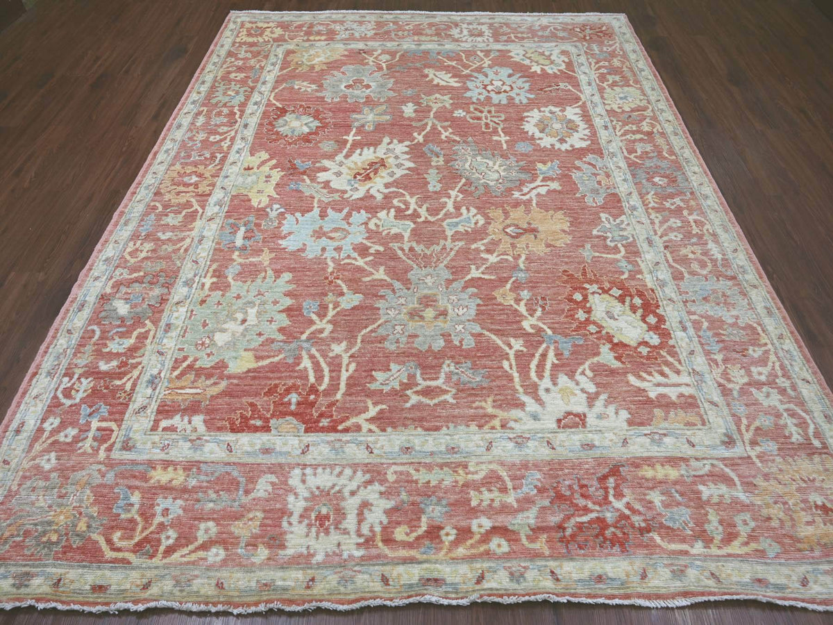 Oushak Oushak hand-knotted wool rug in Pink, 8' x 10'2" — SKU O021611 (view 2)