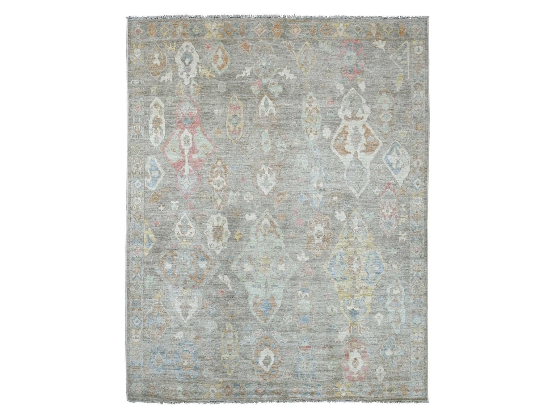 Grey 8'4" x 10'4" Oushak And Peshawar Hand knotted Wool Rug - Sku: O021615