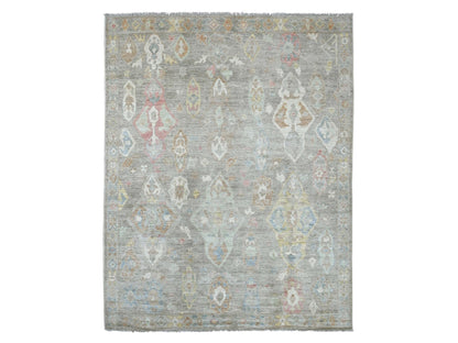 Grey 8'4" x 10'4" Oushak And Peshawar Hand knotted Wool Rug - Sku: O021615