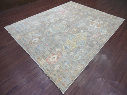 Grey 8'4" x 10'4" Oushak And Peshawar Hand knotted Wool Rug - Sku: O021615