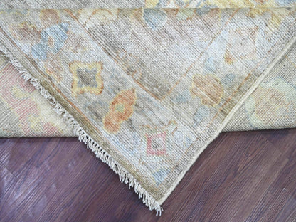 Grey 8'4" x 10'4" Oushak And Peshawar Hand knotted Wool Rug - Sku: O021615