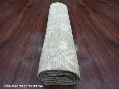 Grey 8'4" x 10'4" Oushak And Peshawar Hand knotted Wool Rug - Sku: O021615