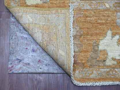 Brown 7'10" x 9'8" Oushak And Peshawar Hand knotted Wool Rug - Sku: O021617