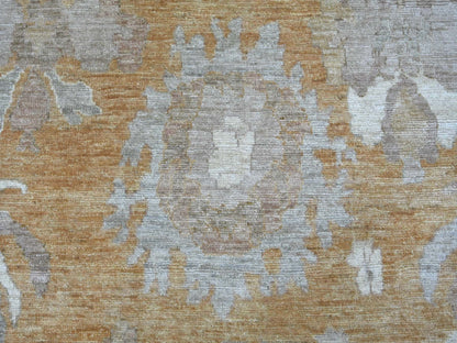 Brown 7'10" x 9'8" Oushak And Peshawar Hand knotted Wool Rug - Sku: O021617