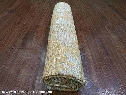 Brown 7'10" x 9'8" Oushak And Peshawar Hand knotted Wool Rug - Sku: O021617