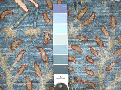 Blue 8'1" x 8'2" Oushak And Peshawar Hand knotted Wool Rug - Sku: O021619