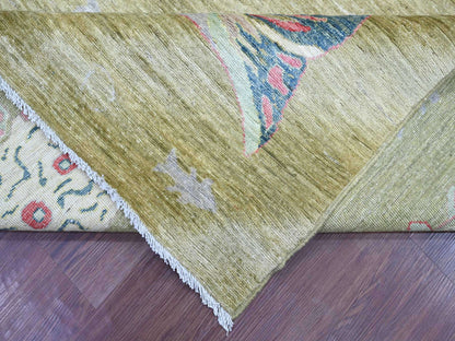 Green 8'2" x 9'9" Modern and Contemporary Hand knotted Wool Rug - Sku: O021620