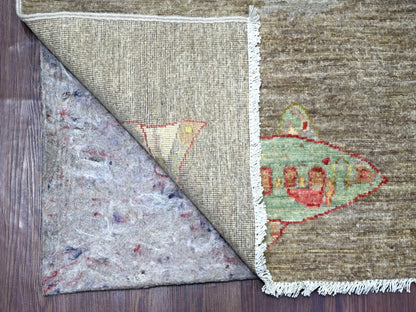Grey 7'9" x 9'7" Modern and Contemporary Hand knotted Wool Rug - Sku: O021621