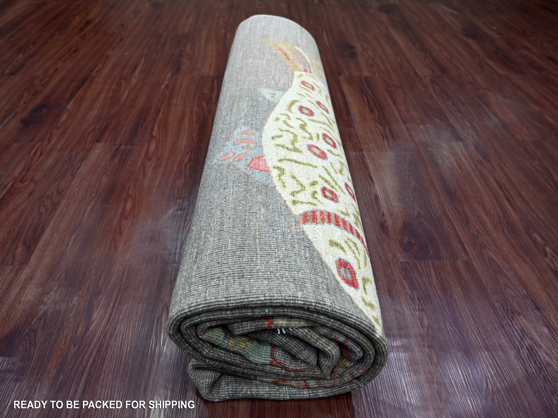 Peshawar Modern / Contemporary hand-knotted wool rug in Gray, 7'9" x 9'7" — SKU O021621 (view 9)