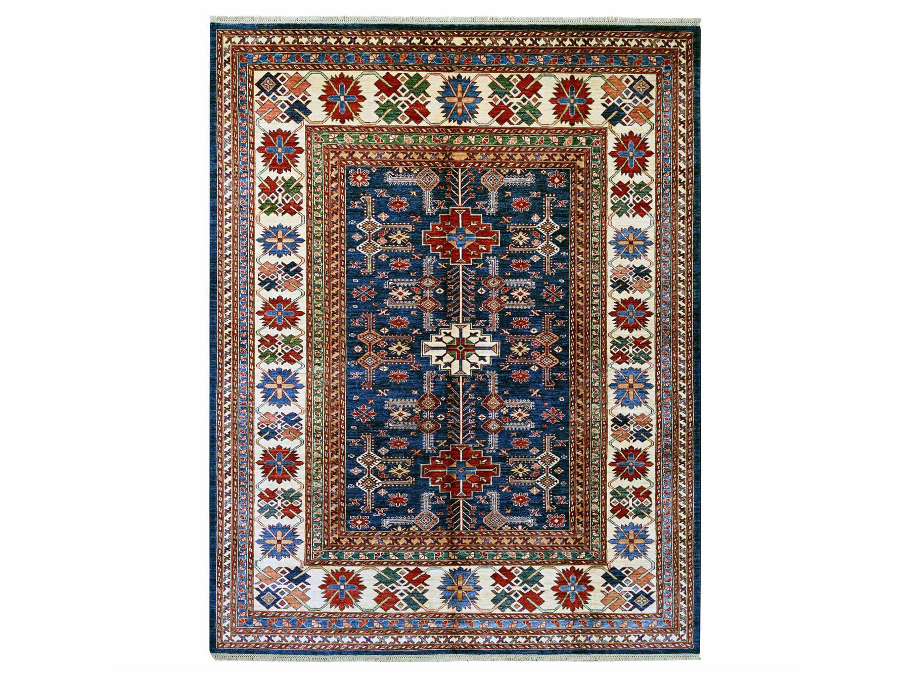 Blue 8'1" x 10'2" Tribal & Geometric Hand knotted Wool Rug - Sku: O021622
