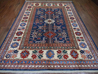 Blue 8'1" x 10'2" Tribal & Geometric Hand knotted Wool Rug - Sku: O021622