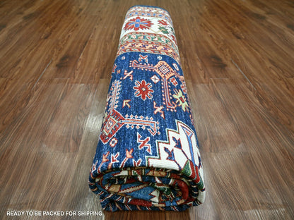 Blue 8'1" x 10'2" Tribal & Geometric Hand knotted Wool Rug - Sku: O021622