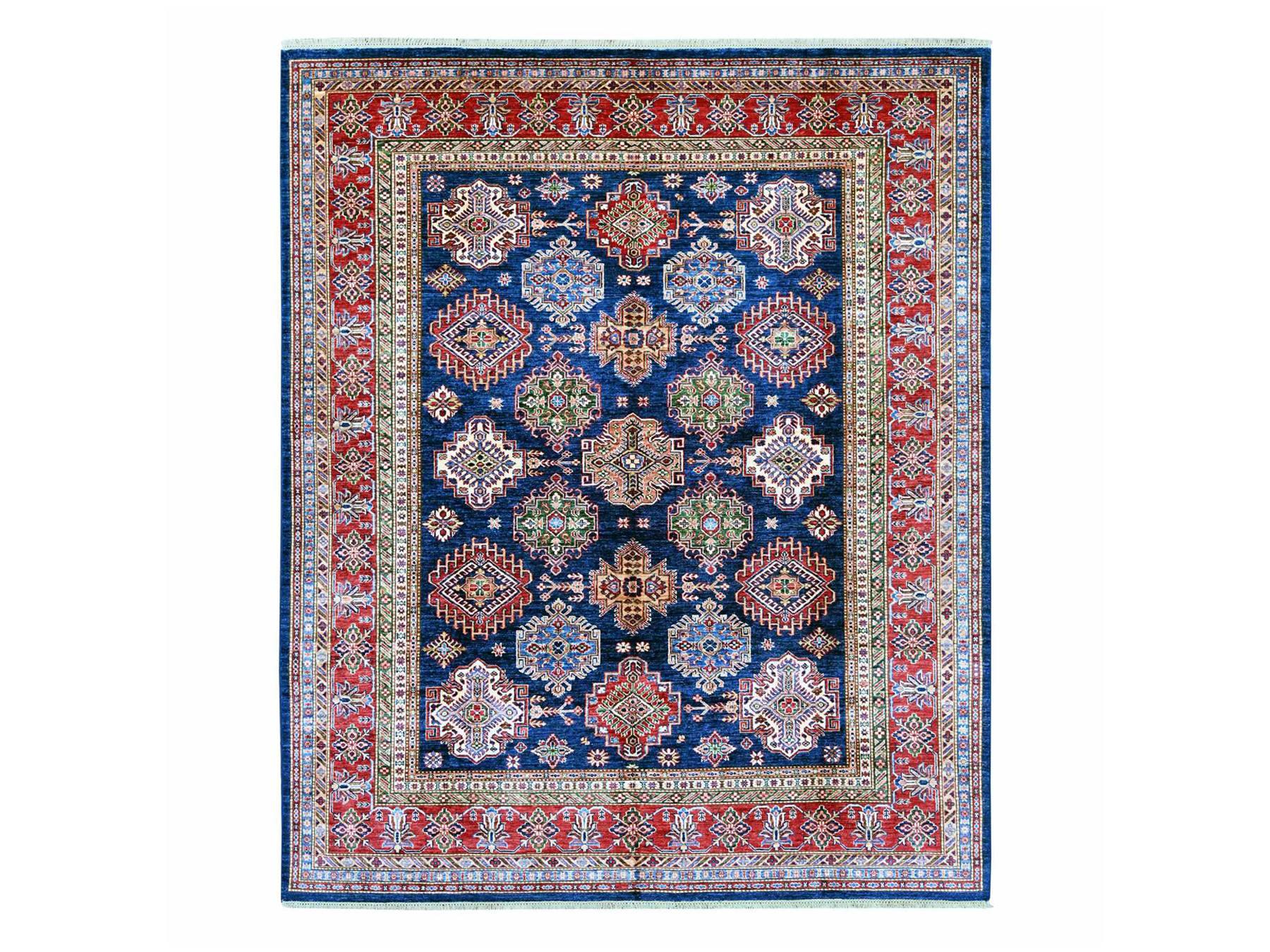 Blue 7'11" x 9'5" Tribal & Geometric Hand knotted Wool Rug - Sku: O021625