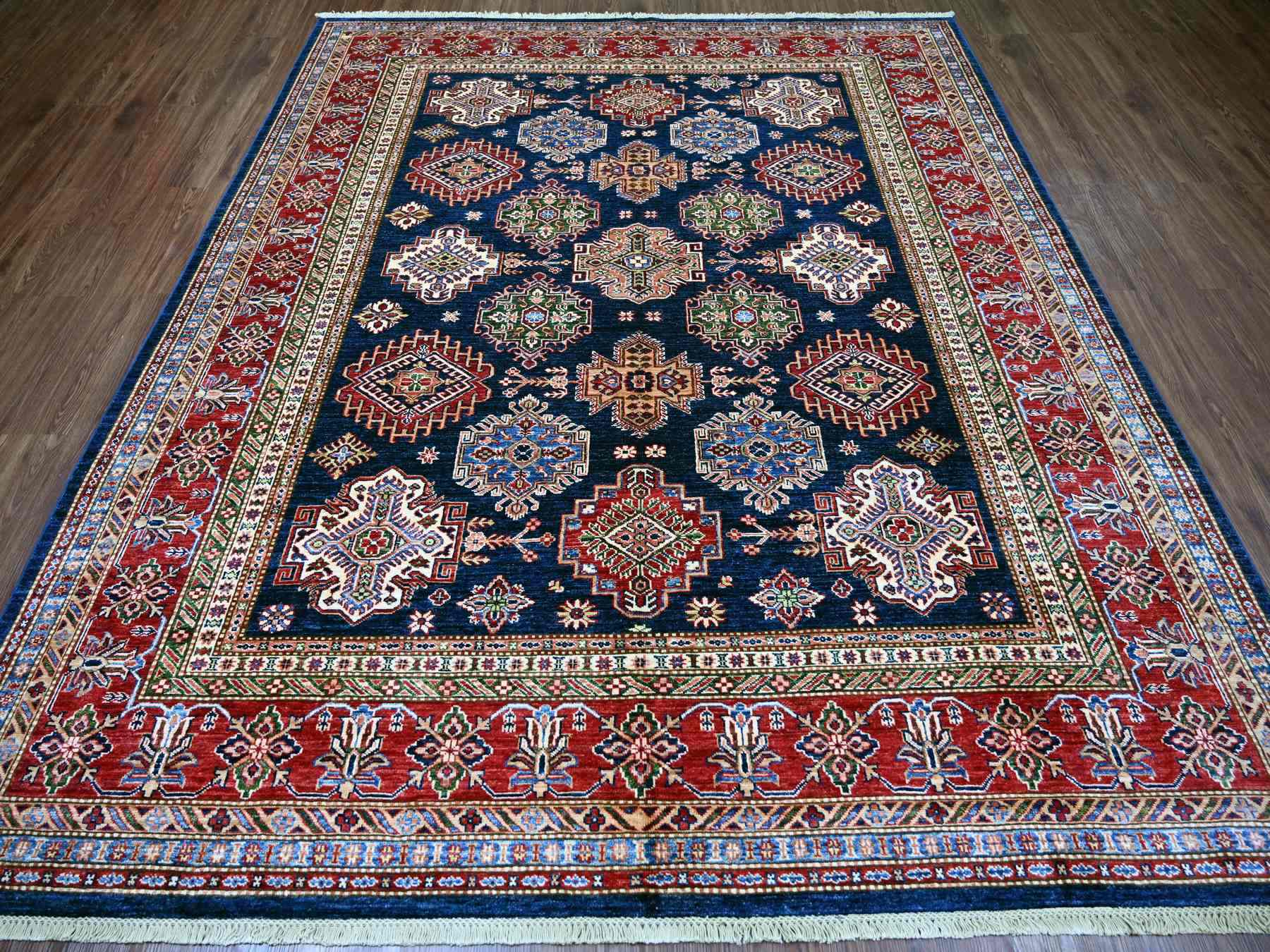 Blue 7'11" x 9'5" Tribal & Geometric Hand knotted Wool Rug - Sku: O021625
