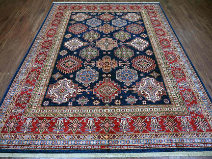 Blue 7'11" x 9'5" Tribal & Geometric Hand knotted Wool Rug - Sku: O021625