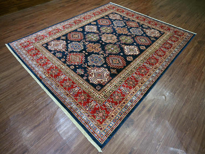 Blue 7'11" x 9'5" Tribal & Geometric Hand knotted Wool Rug - Sku: O021625