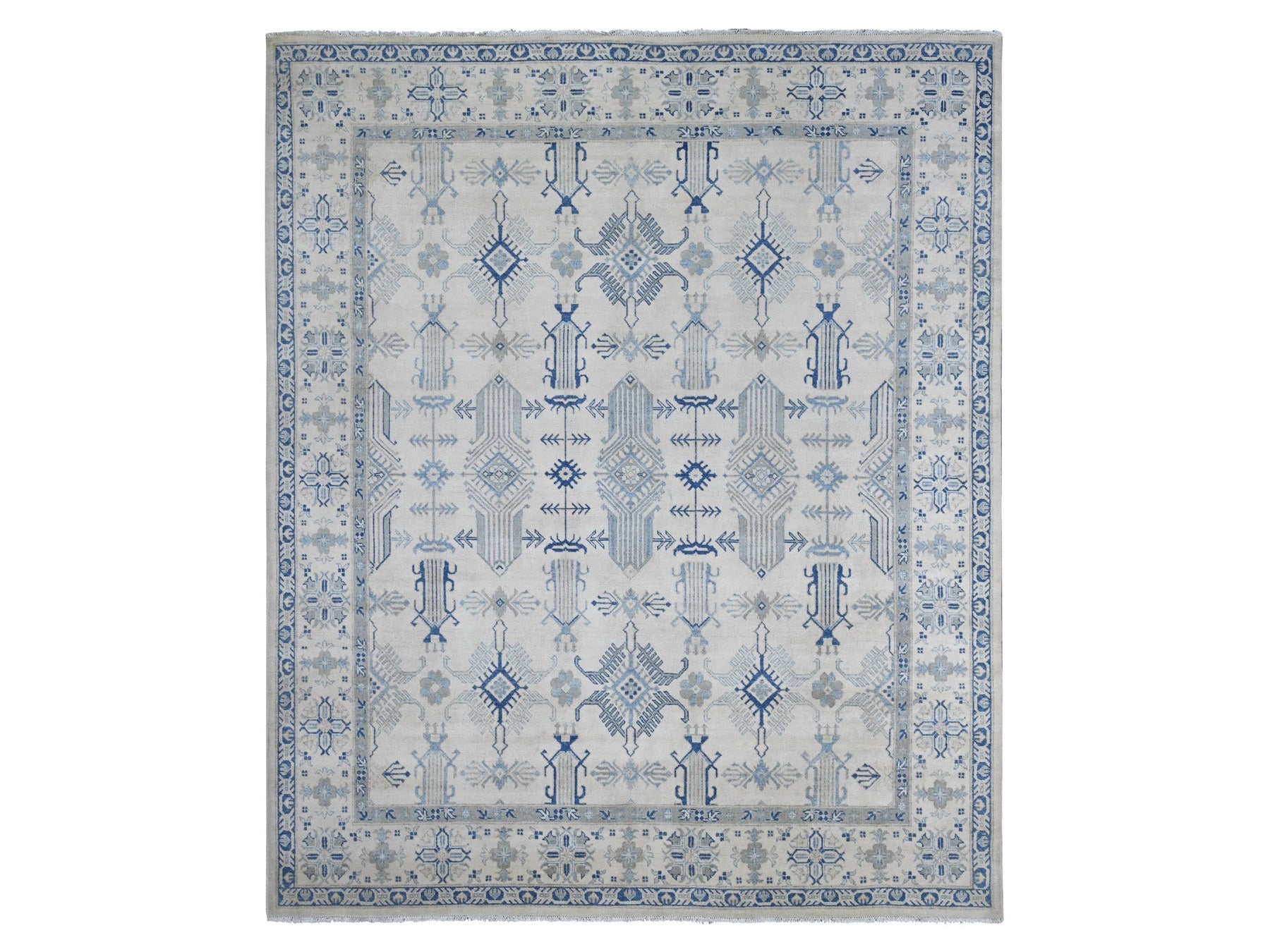 Ivory 8'0" x 9'6" Kazak Hand knotted Wool Rug - Sku: O021626
