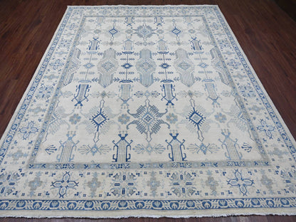Ivory 8'0" x 9'6" Kazak Hand knotted Wool Rug - Sku: O021626