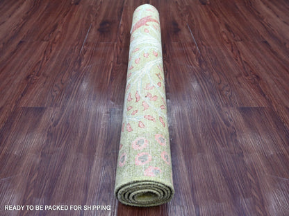 Green 3'0" x 5'0" Oushak And Peshawar Hand knotted Wool Rug - Sku: O021629