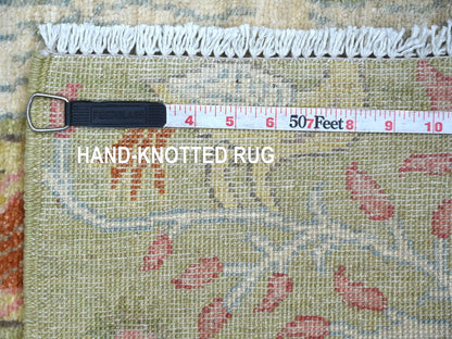 Green 3'0" x 5'0" Oushak And Peshawar Hand knotted Wool Rug - Sku: O021629