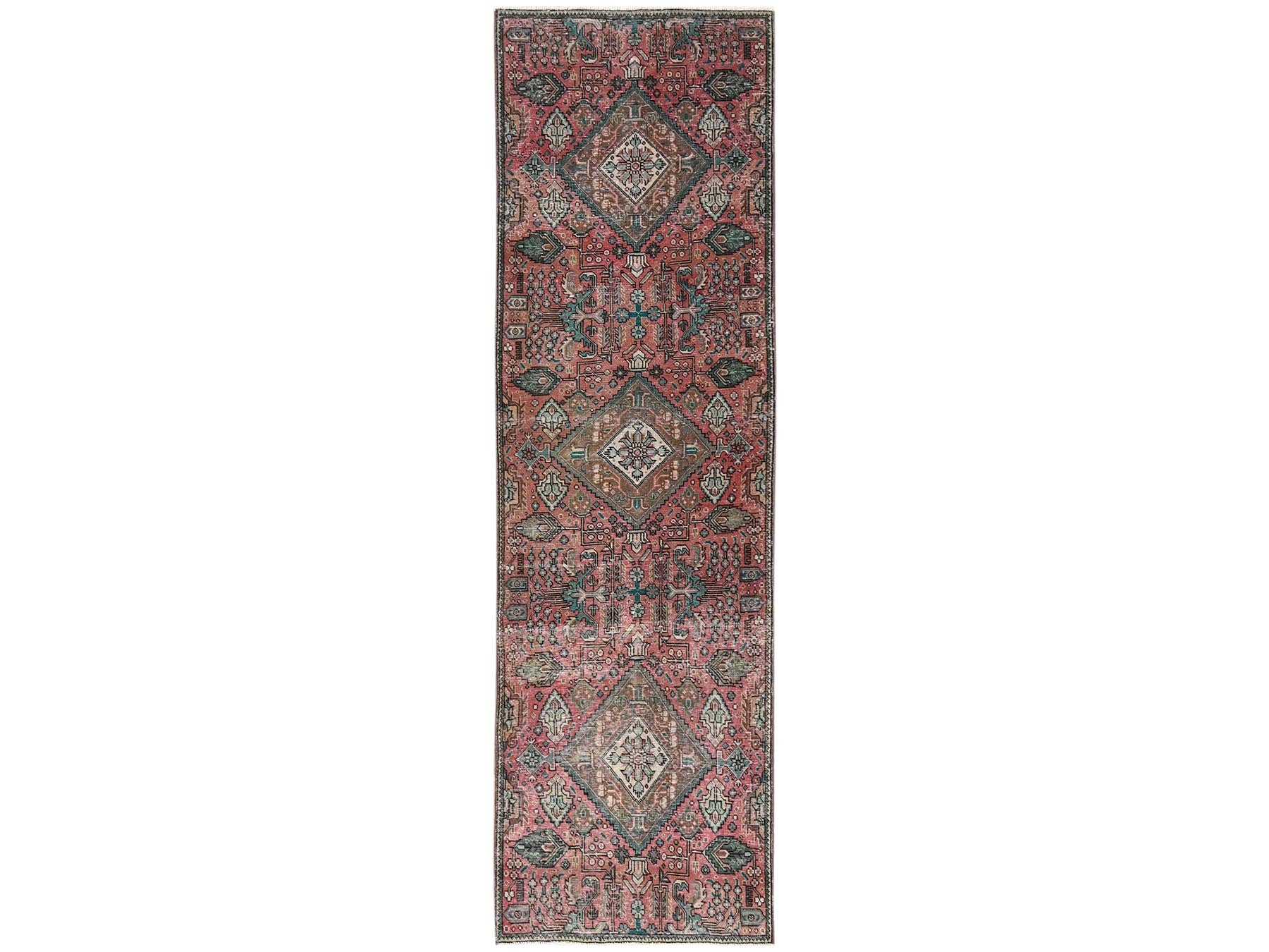 Tabriz Vintage hand-knotted wool runner in Red, 2'7" x 8'9" — SKU O02162