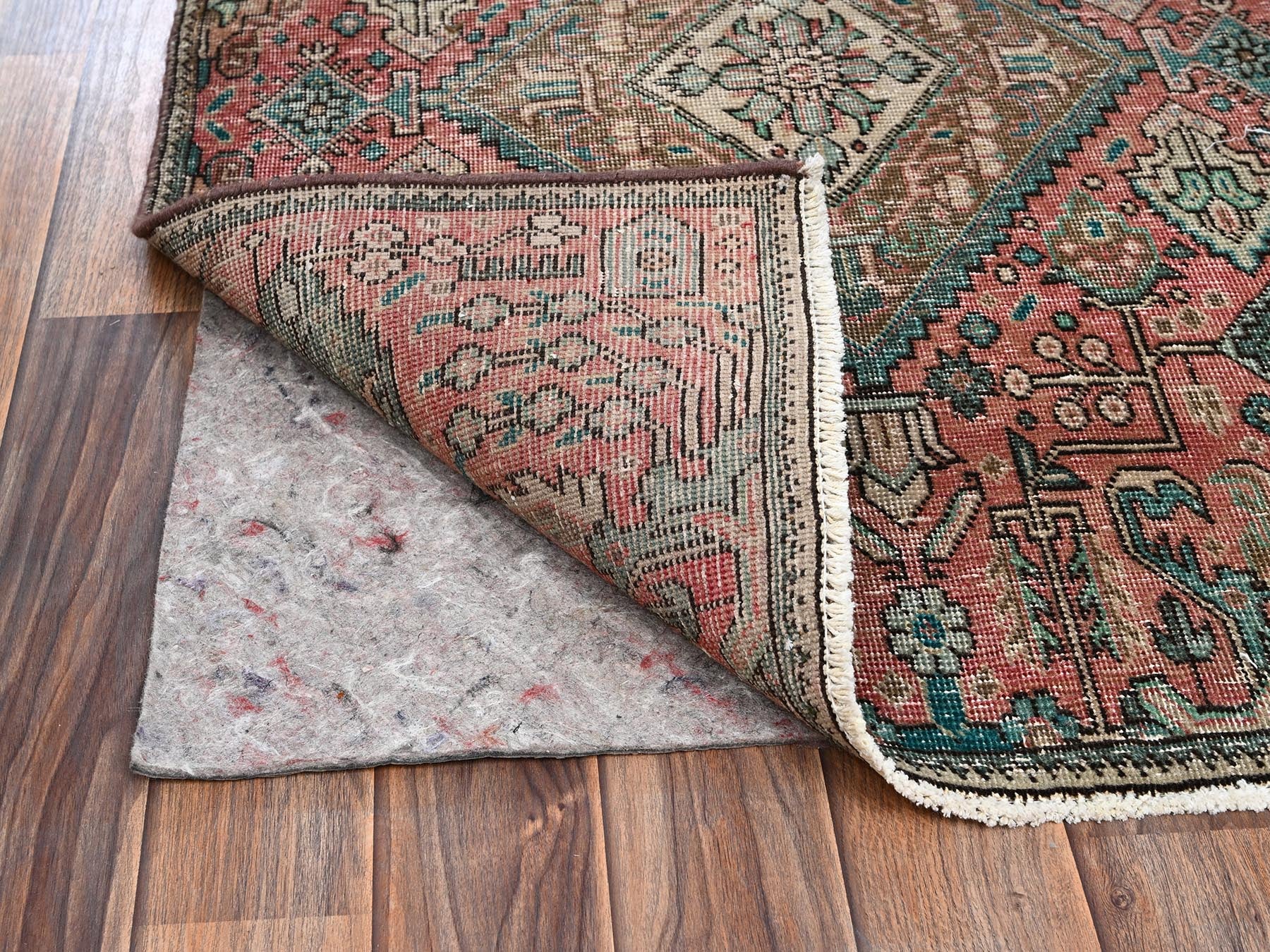 Tabriz Vintage hand-knotted wool runner in Red, 2'7" x 8'9" — SKU O02162 (view 3)