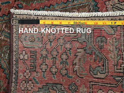Tabriz Vintage hand-knotted wool runner in Red, 2'7" x 8'9" — SKU O02162 (view 7)