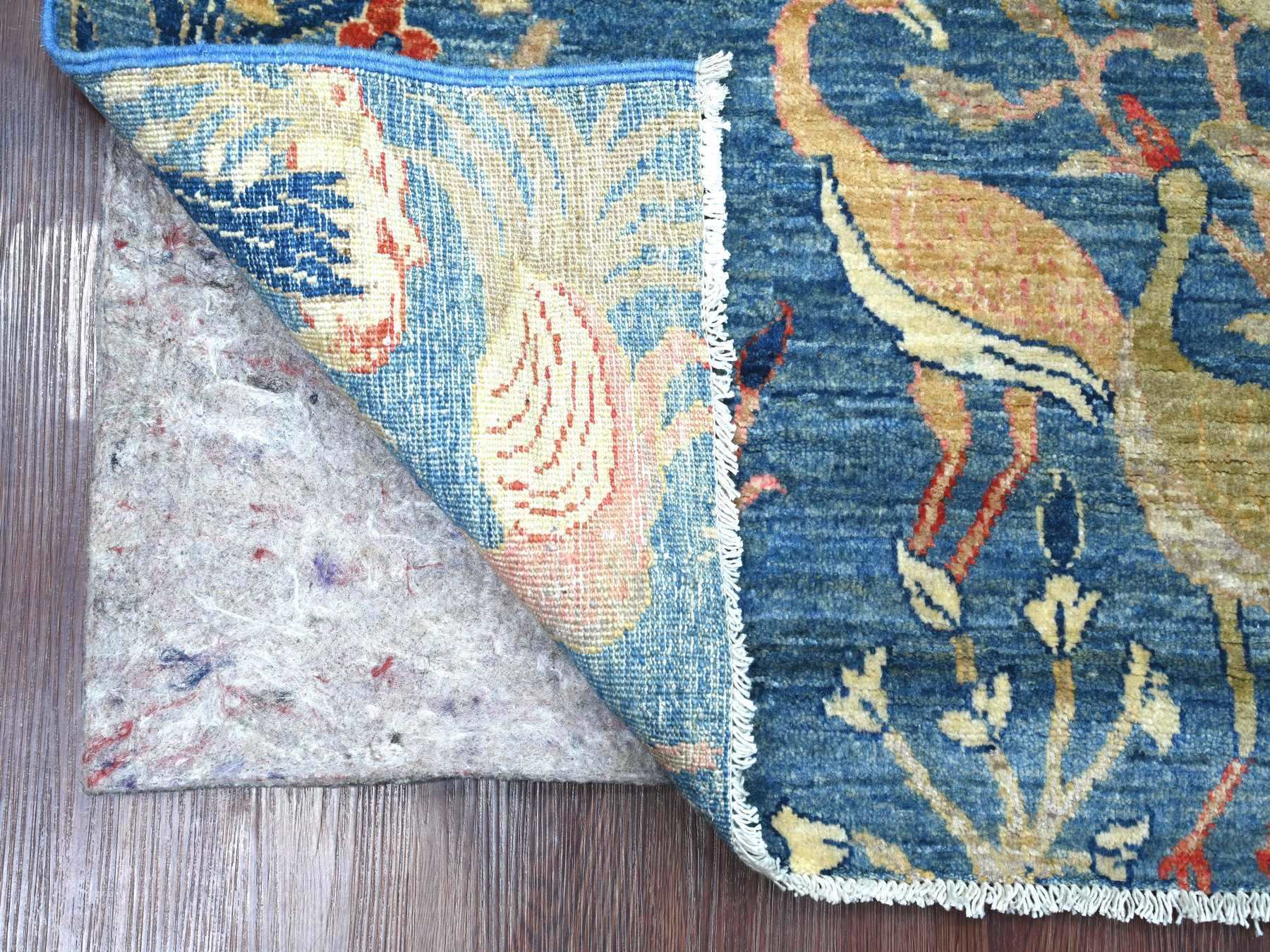 Blue 3'11" x 5'11" Oushak And Peshawar Hand knotted Wool Rug - Sku: O021631