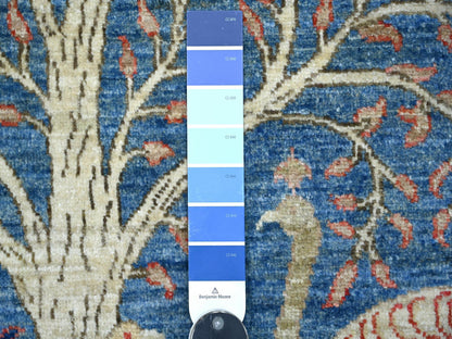 Blue 3'11" x 5'11" Oushak And Peshawar Hand knotted Wool Rug - Sku: O021631