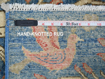 Blue 3'11" x 5'11" Oushak And Peshawar Hand knotted Wool Rug - Sku: O021631