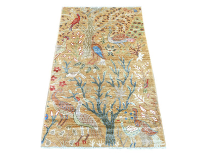 Brown 3'1" x 4'11" Oushak And Peshawar Hand knotted Wool Rug - Sku: O021633