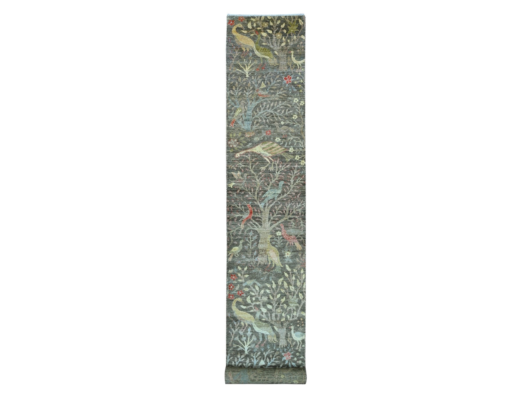 Brown 2'5" x 19'9" Oushak And Peshawar Hand knotted Wool Rug - Sku: O021636
