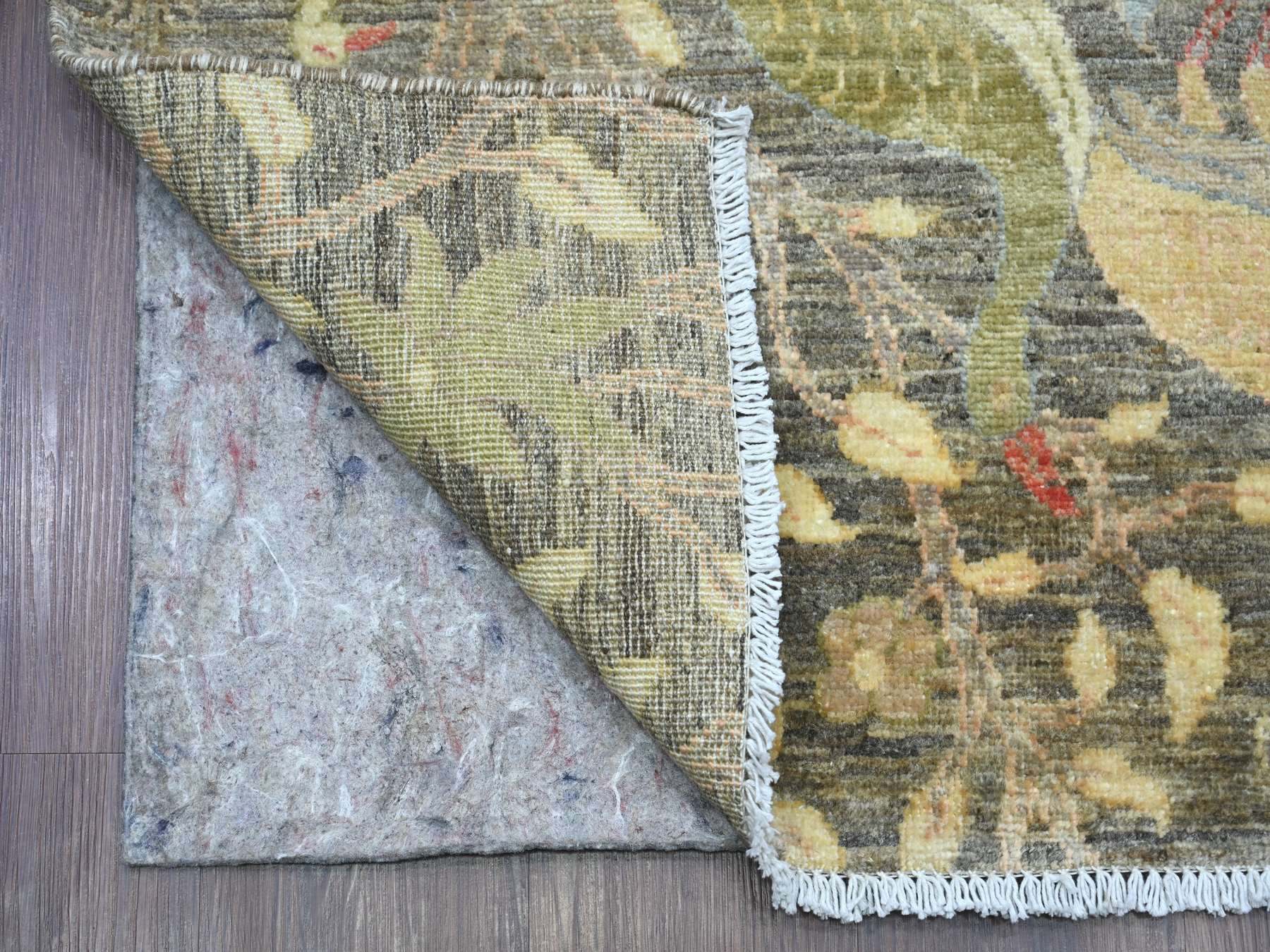 Brown 2'5" x 19'9" Oushak And Peshawar Hand knotted Wool Rug - Sku: O021636