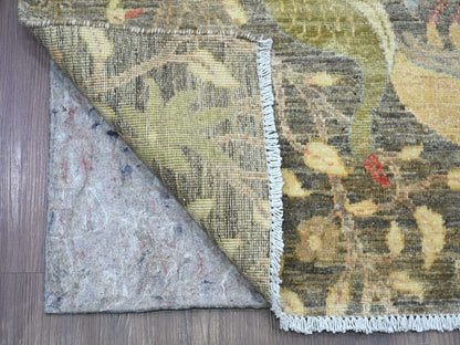 Brown 2'5" x 19'9" Oushak And Peshawar Hand knotted Wool Rug - Sku: O021636