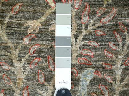 Brown 2'5" x 19'9" Oushak And Peshawar Hand knotted Wool Rug - Sku: O021636