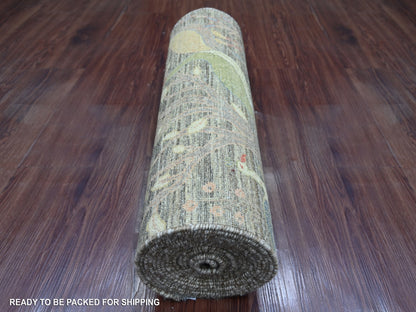 Brown 2'5" x 19'9" Oushak And Peshawar Hand knotted Wool Rug - Sku: O021636
