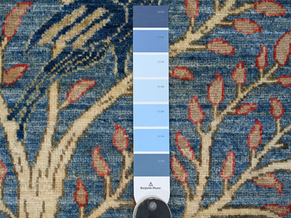Blue 2'8" x 7'10" Oushak And Peshawar Hand knotted Wool Rug - Sku: O021637