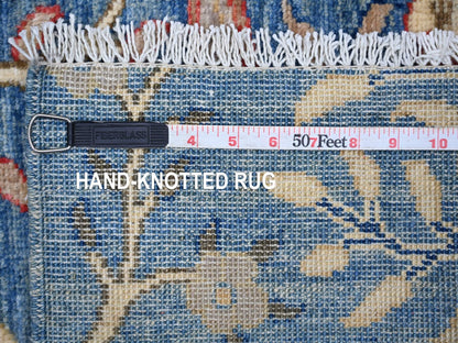 Blue 2'8" x 7'10" Oushak And Peshawar Hand knotted Wool Rug - Sku: O021637