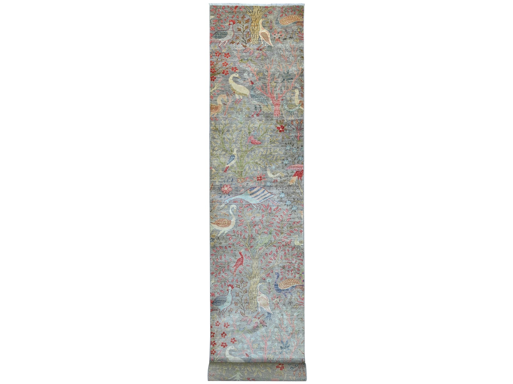 Peshawar Oushak hand-knotted wool runner in Gray, 2'11" x 21'4" — SKU O021638
