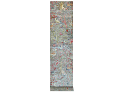 Peshawar Oushak hand-knotted wool runner in Gray, 2'11" x 21'4" — SKU O021638