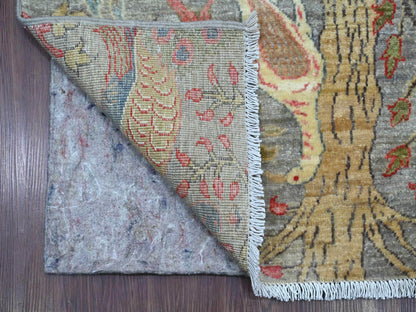 Grey 2'11" x 21'4" Oushak And Peshawar Hand knotted Wool Rug - Sku: O021638