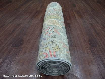 Peshawar Oushak hand-knotted wool runner in Gray, 2'11" x 21'4" — SKU O021638 (view 4)
