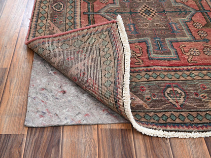 Tabriz Vintage hand-knotted wool runner in Red & Brown, 3'3" x 9'3" — SKU O02163 (view 3)