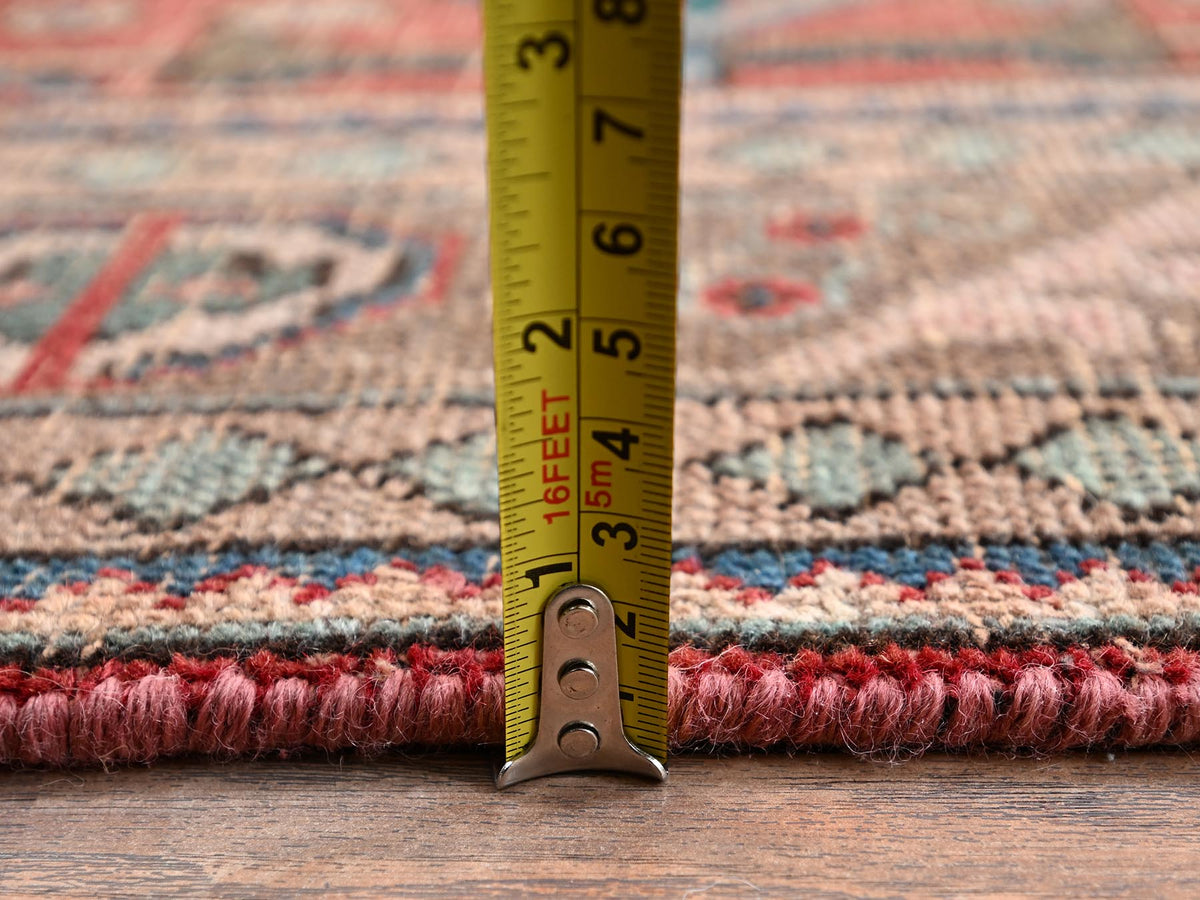 Tabriz Vintage hand-knotted wool runner in Red & Brown, 3'3" x 9'3" — SKU O02163 (view 6)