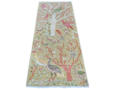 Green 2'7" x 5'11" Oushak And Peshawar Hand knotted Wool Rug - Sku: O021640
