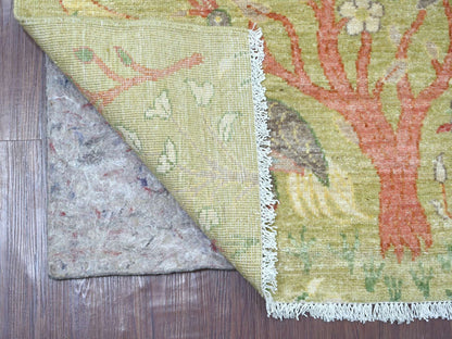 Green 2'7" x 5'11" Oushak And Peshawar Hand knotted Wool Rug - Sku: O021640