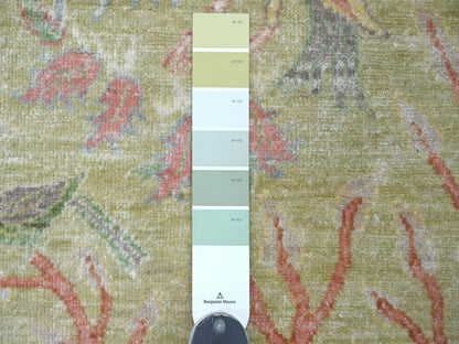 Green 2'7" x 5'11" Oushak And Peshawar Hand knotted Wool Rug - Sku: O021640