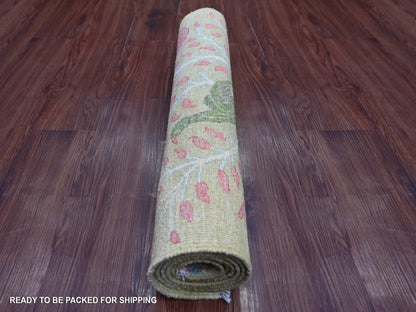 Green 2'7" x 5'11" Oushak And Peshawar Hand knotted Wool Rug - Sku: O021640