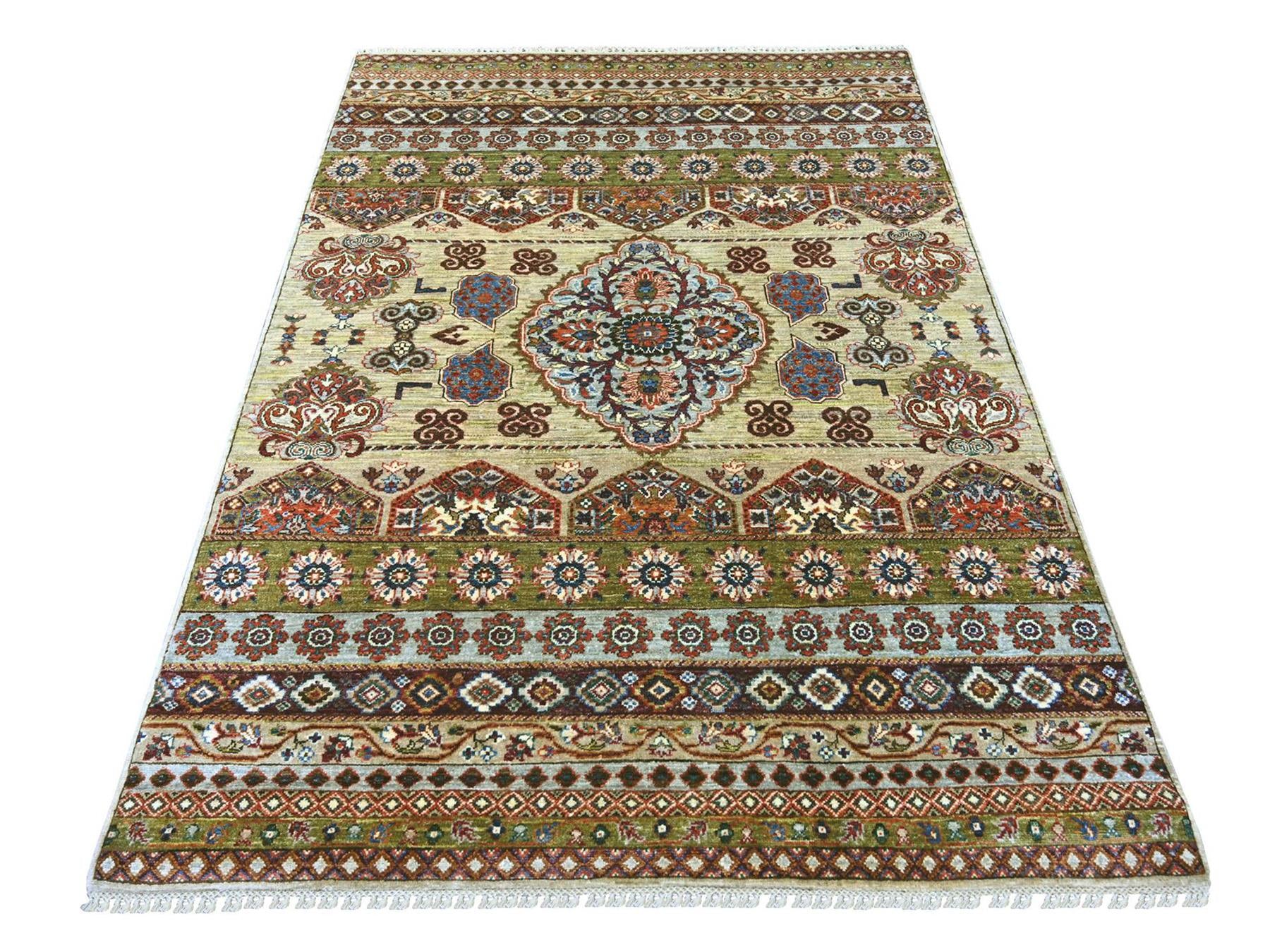 Brown 5'0" x 6'11" Tribal & Geometric Hand knotted Wool Rug - Sku: O021645